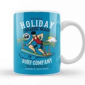 Baskı Dükkanı Surfing Summer Holiday Paradise Beach Beyaz Porselen Kupa Bardak