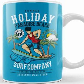 Baskı Dükkanı Surfing Summer Holiday Paradise Beach Beyaz Porselen Kupa Bardak