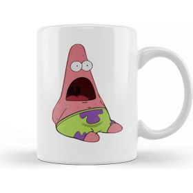 Baskı Dükkanı Surprised Patrick Süngerbob Beyaz Porselen Kupa Bardak