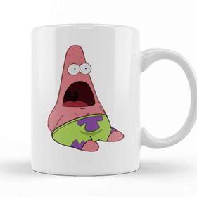 Baskı Dükkanı Surprised Patrick Süngerbob Beyaz Porselen Kupa Bardak