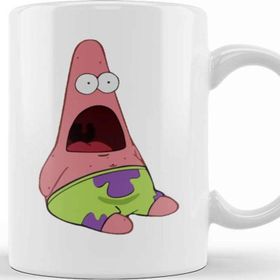 Baskı Dükkanı Surprised Patrick Süngerbob Beyaz Porselen Kupa Bardak