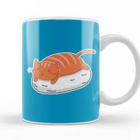Baskı Dükkanı Sushi Cat 02 Beyaz Porselen Kupa Bardak