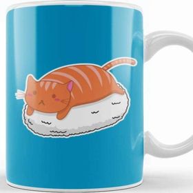 Baskı Dükkanı Sushi Cat 02 Beyaz Porselen Kupa Bardak