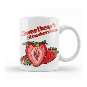 Baskı Dükkanı Sweetheart Strawberries Adorkable Beyaz Porselen Kupa Bardak
