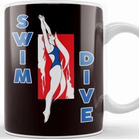 Baskı Dükkanı Swim Dive Swimming Pool Swimmer Water Sports Coach Athlete Beyaz Porselen Kupa Bardak
