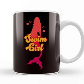 Baskı Dükkanı Swim Girl Mermaid Swimmer Swimming Pool Instructor Athlete Beyaz Porselen Kupa Bardak