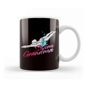 Baskı Dükkanı Swim Grandma Swimmer Grandmother Swimming Pool Indoor Beyaz Porselen Kupa Bardak