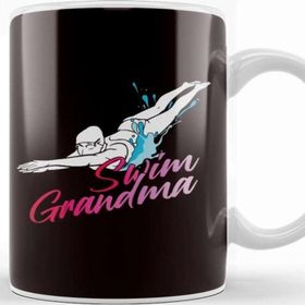 Baskı Dükkanı Swim Grandma Swimmer Grandmother Swimming Pool Indoor Beyaz Porselen Kupa Bardak