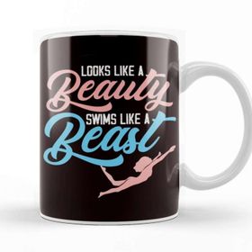 Baskı Dükkanı Swim Like Beast Swimmer Swimming Pool Swim Instructor Coach Beyaz Porselen Kupa Bardak
