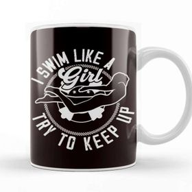 Baskı Dükkanı Swim Like Girl Swimmer Swimming Pool Indoor Freestyle Coach Beyaz Porselen Kupa Bardak