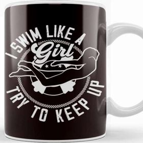 Baskı Dükkanı Swim Like Girl Swimmer Swimming Pool Indoor Freestyle Coach Beyaz Porselen Kupa Bardak