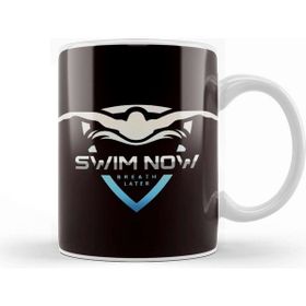 Baskı Dükkanı Swim Now Breath Later Swimmer Swimming Indoor Pool Athlete Beyaz Porselen Kupa Bardak