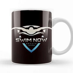 Baskı Dükkanı Swim Now Breath Later Swimmer Swimming Indoor Pool Athlete Beyaz Porselen Kupa Bardak
