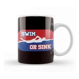 Baskı Dükkanı Swim Or Sink Swimmer Swimming Indoor Pool Water Sports Coach Beyaz Porselen Kupa Bardak