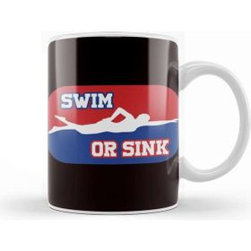 Baskı Dükkanı Swim Or Sink Swimmer Swimming Indoor Pool Water Sports Coach Beyaz Porselen Kupa Bardak