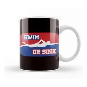 Baskı Dükkanı Swim Or Sink Swimmer Swimming Indoor Pool Water Sports Coach Beyaz Porselen Kupa Bardak