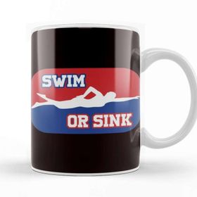 Baskı Dükkanı Swim Or Sink Swimmer Swimming Indoor Pool Water Sports Coach Beyaz Porselen Kupa Bardak