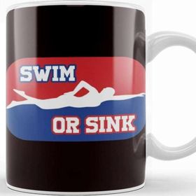 Baskı Dükkanı Swim Or Sink Swimmer Swimming Indoor Pool Water Sports Coach Beyaz Porselen Kupa Bardak