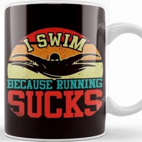 Baskı Dükkanı Swim Run Runner Swimmer Water Sports Swimming Pool Coach Beyaz Porselen Kupa Bardak