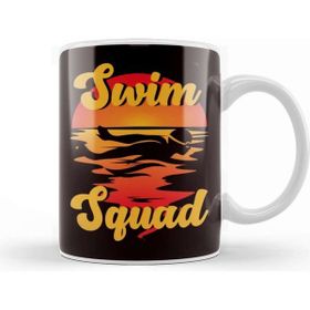 Baskı Dükkanı Swim Squad Retro Swimmer Vintage Swimming Sunset Water Sport Beyaz Porselen Kupa Bardak