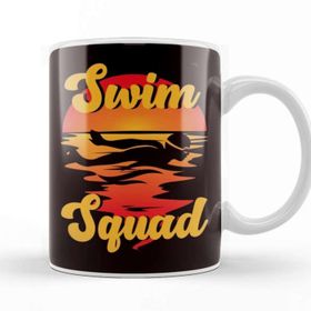 Baskı Dükkanı Swim Squad Retro Swimmer Vintage Swimming Sunset Water Sport Beyaz Porselen Kupa Bardak