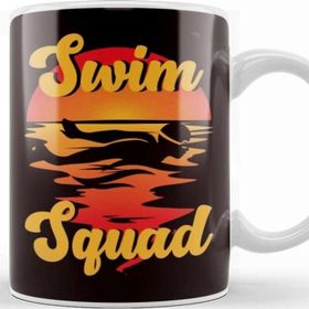 Baskı Dükkanı Swim Squad Retro Swimmer Vintage Swimming Sunset Water Sport Beyaz Porselen Kupa Bardak