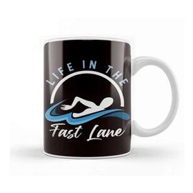 Baskı Dükkanı Swimmer Life In Fast Lane Swimming Athlete Water Sports Beyaz Porselen Kupa Bardak