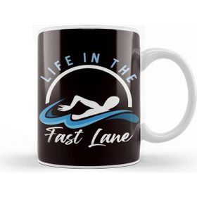 Baskı Dükkanı Swimmer Life In Fast Lane Swimming Athlete Water Sports Beyaz Porselen Kupa Bardak