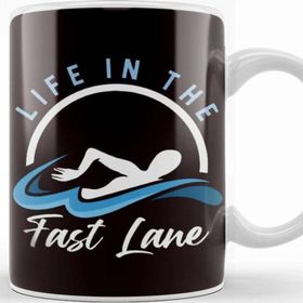 Baskı Dükkanı Swimmer Life In Fast Lane Swimming Athlete Water Sports Beyaz Porselen Kupa Bardak