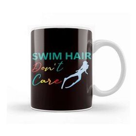 Baskı Dükkanı Swimming Hair Dont´s Care Swimmer Swim Girl Water Sports Beyaz Porselen Kupa Bardak