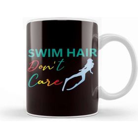 Baskı Dükkanı Swimming Hair Dont´s Care Swimmer Swim Girl Water Sports Beyaz Porselen Kupa Bardak