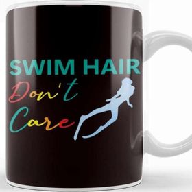 Baskı Dükkanı Swimming Hair Dont´s Care Swimmer Swim Girl Water Sports Beyaz Porselen Kupa Bardak