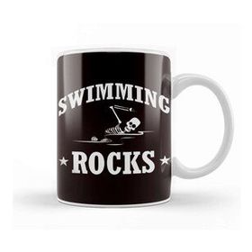 Baskı Dükkanı Swimming Rocks Skeleton Swimmer Swim Water Sports Athlete Beyaz Porselen Kupa Bardak