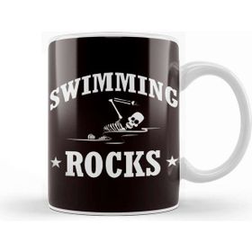 Baskı Dükkanı Swimming Rocks Skeleton Swimmer Swim Water Sports Athlete Beyaz Porselen Kupa Bardak