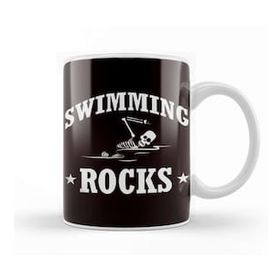 Baskı Dükkanı Swimming Rocks Skeleton Swimmer Swim Water Sports Athlete Beyaz Porselen Kupa Bardak