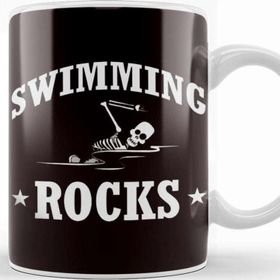 Baskı Dükkanı Swimming Rocks Skeleton Swimmer Swim Water Sports Athlete Beyaz Porselen Kupa Bardak