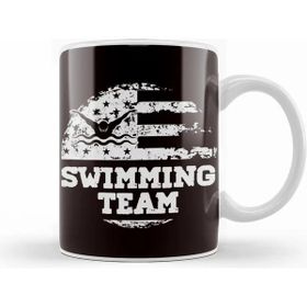 Baskı Dükkanı Swimming Team American Us Flag Swimmer Swim Athlete Coach Beyaz Porselen Kupa Bardak