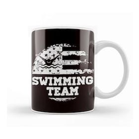Baskı Dükkanı Swimming Team American Us Flag Swimmer Swim Athlete Coach Beyaz Porselen Kupa Bardak