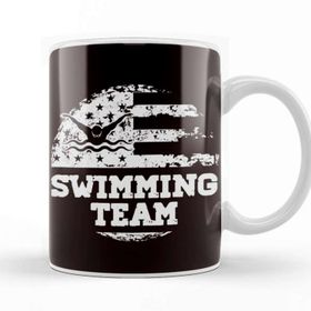 Baskı Dükkanı Swimming Team American Us Flag Swimmer Swim Athlete Coach Beyaz Porselen Kupa Bardak