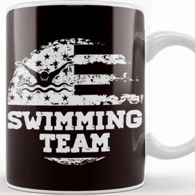 Baskı Dükkanı Swimming Team American Us Flag Swimmer Swim Athlete Coach Beyaz Porselen Kupa Bardak