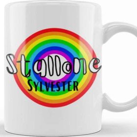 Baskı Dükkanı Sylvester Stallone Retro Rainbow Style Beyaz Porselen Kupa Bardak