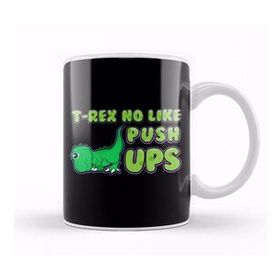 Baskı Dükkanı T Rex No Like Pushups Funny &amp; Cute Dinosaur Trex Beyaz Porselen Kupa Bardak