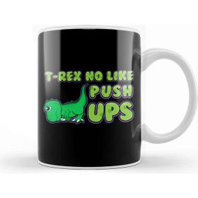 Baskı Dükkanı T Rex No Like Pushups Funny &amp; Cute Dinosaur Trex Beyaz Porselen Kupa Bardak