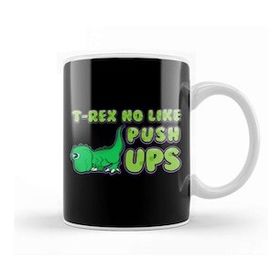 Baskı Dükkanı T Rex No Like Pushups Funny &amp; Cute Dinosaur Trex Beyaz Porselen Kupa Bardak