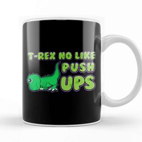 Baskı Dükkanı T Rex No Like Pushups Funny &amp; Cute Dinosaur Trex Beyaz Porselen Kupa Bardak