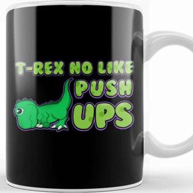 Baskı Dükkanı T Rex No Like Pushups Funny &amp; Cute Dinosaur Trex Beyaz Porselen Kupa Bardak