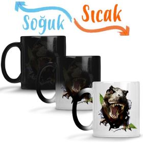 Baskı Dükkanı T Rex Sihirli Porselen Kupa
