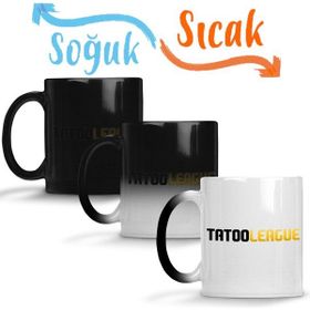 Baskı Dükkanı Tatooleague Logo Preto Sihirli Porselen Kupa