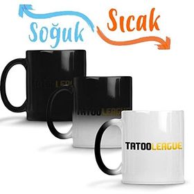Baskı Dükkanı Tatooleague Logo Preto Sihirli Porselen Kupa
