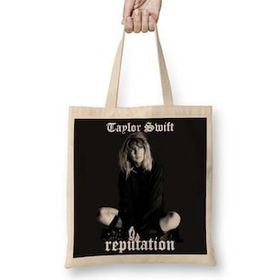 Baskı Dükkanı Taylor Swift Reputation Bez Uzun Saplı Krem Rengi Çanta